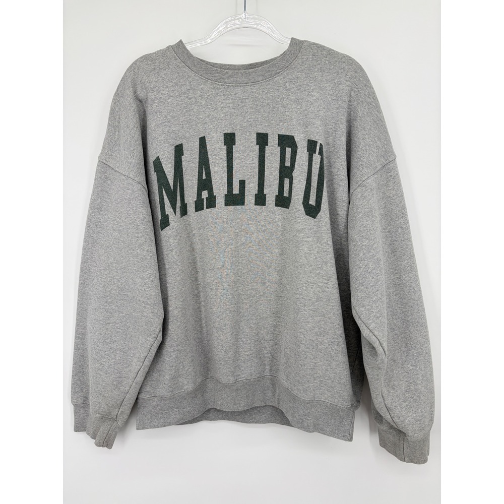 John Galt Brandy Melville Malibu Graphic Sweatshirt Gray Green One Size Cotton